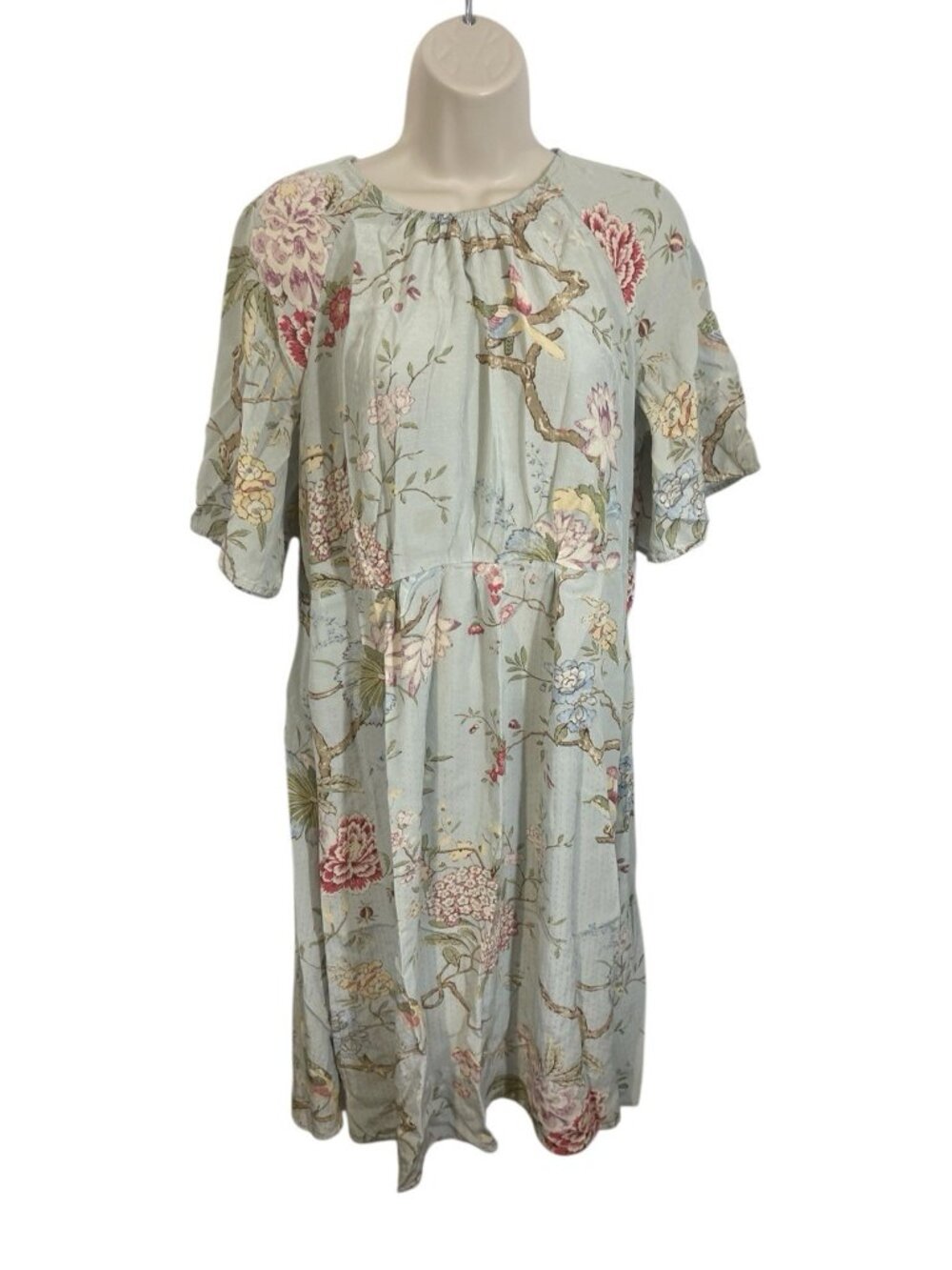 GP&J BAKER x H&M Womens Size 10 Tea Garden Pastel Floral Birds Button Midi Dress